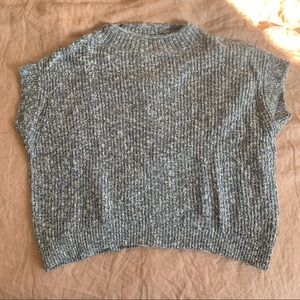 Anthropologie Field Flower Short-Sleeve, Knit Mock Neck Sweater